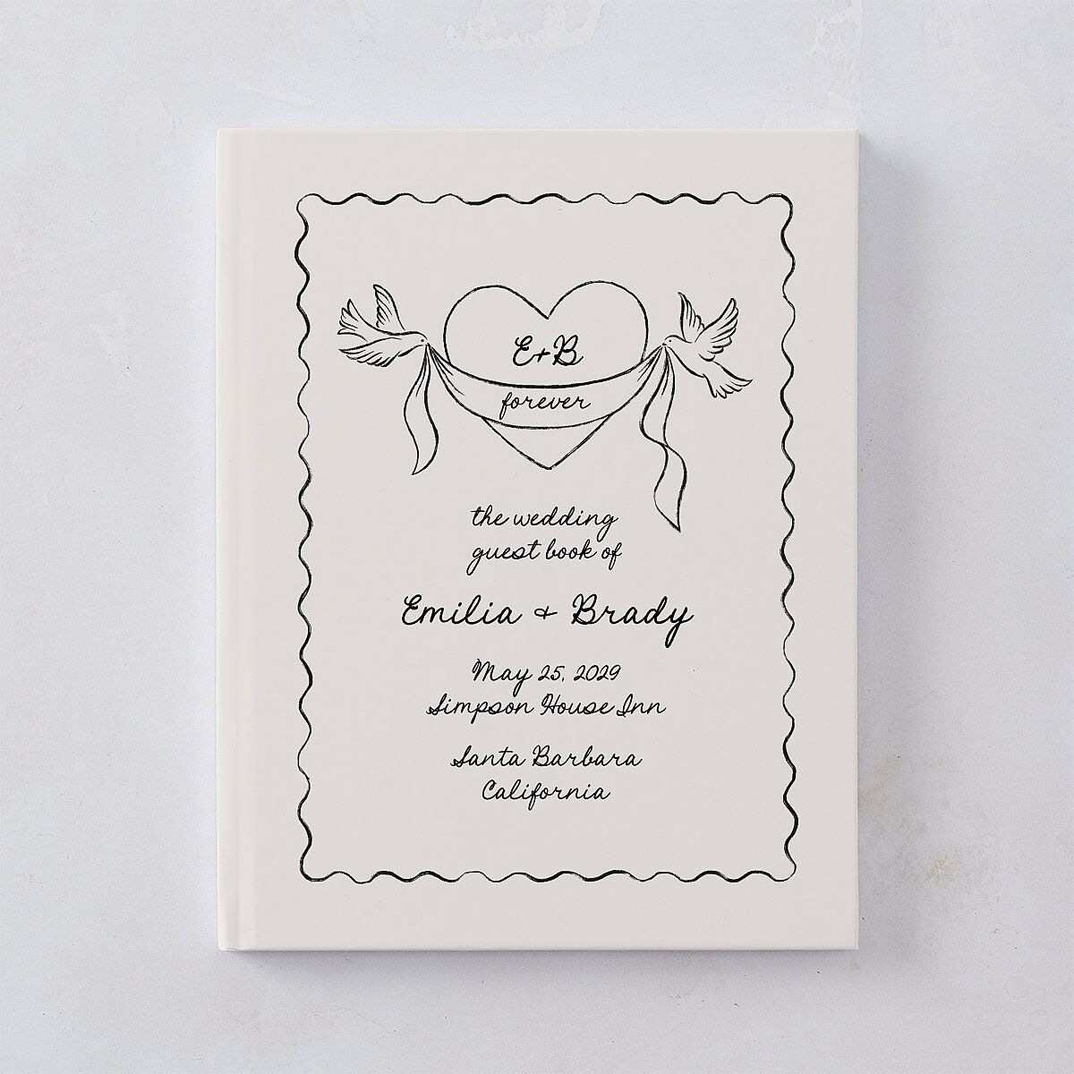Vintage Lovebird Banner Guest Books Linen