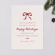 Dainty Bow Holiday Holiday Cards Maroon Signature Blank Standard Portrait