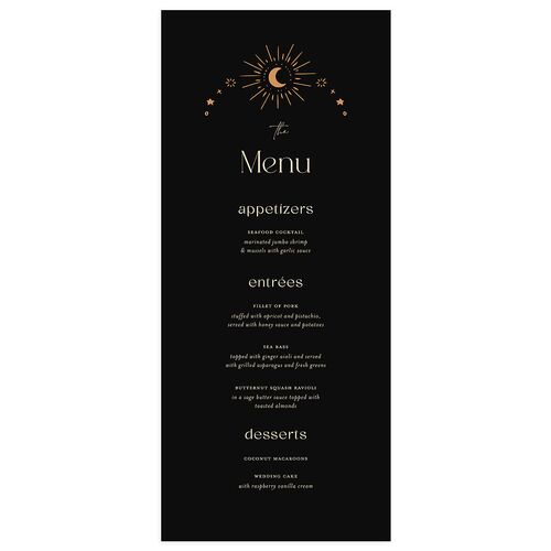 Celestial Galaxy Menus Midnight Signature