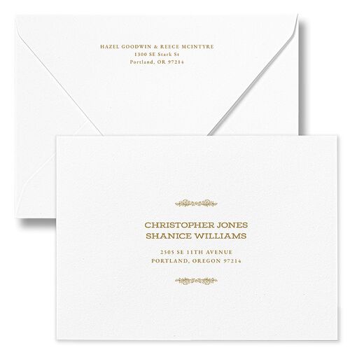 Elegant Western Monogram Wedding Invitation Euro Envelopes White Umber Both Recipient and Return Addresses Luxe Signature