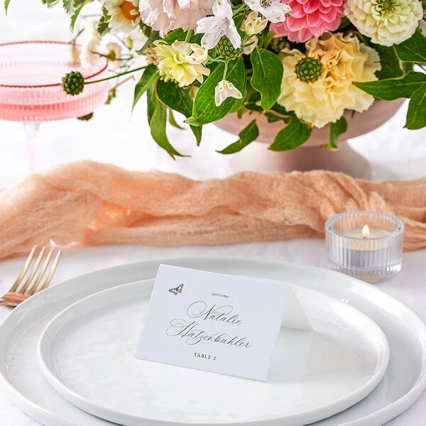 Romantic Floral Mountain Place Cards Meadow Signature