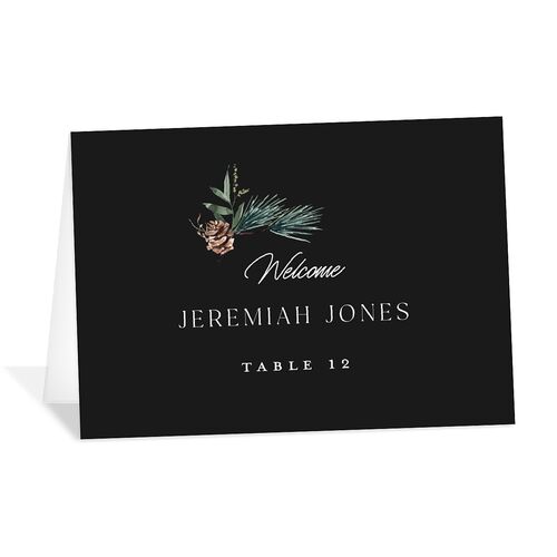 Rustic Pine Place Cards Charcoal Signature