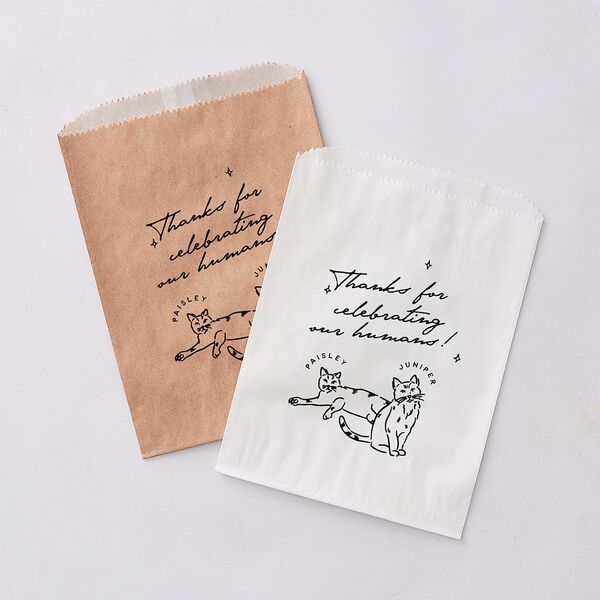 Hand Drawn Cake Favor Bags White Pure White Wax-Lined Food Safe Paper