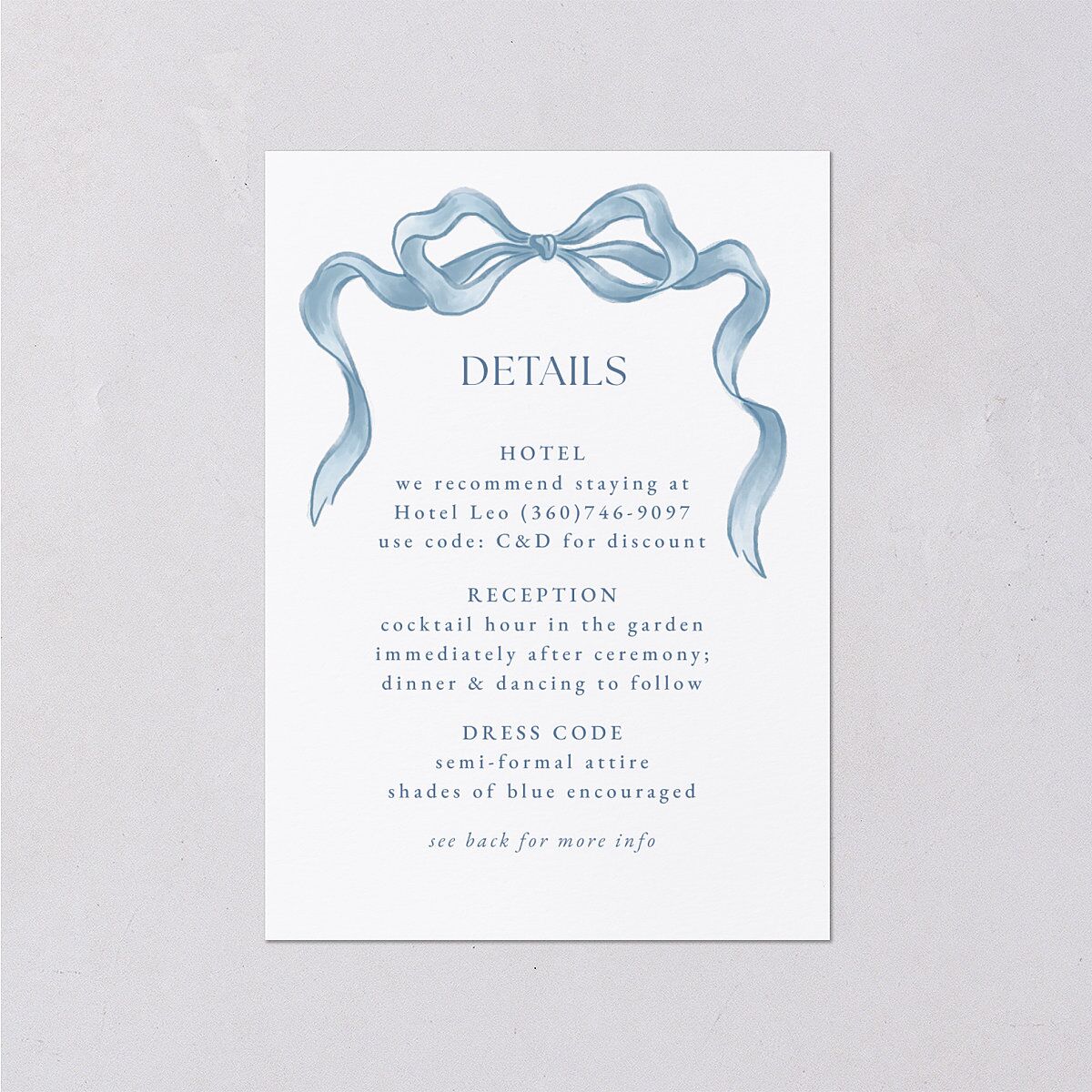 Vintage Bow Wedding Enclosure Cards — view 1