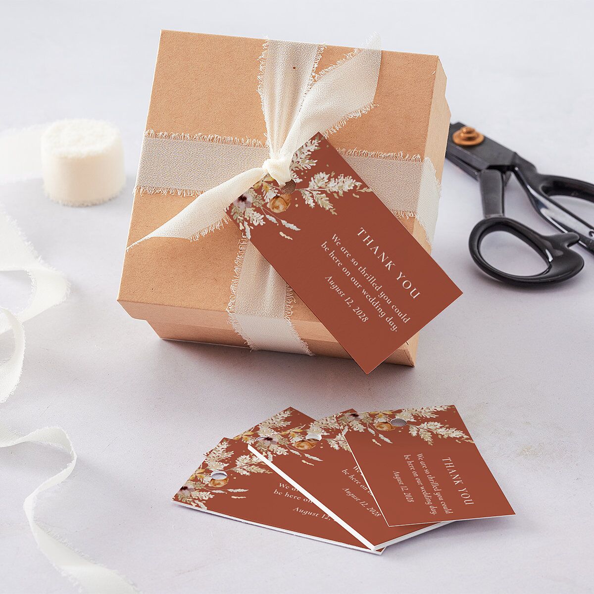 Dried Blooms Favor Gift Tags Gold Copper Signature