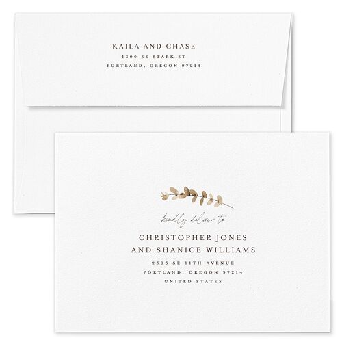 Soft Pampas Wedding Invitation Envelopes Terracotta Sepia Return Address Standard Signature