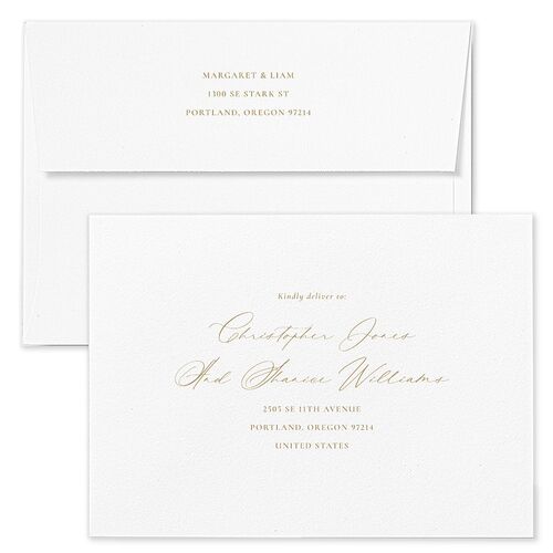 Black Tie Initial Rehearsal Dinner Invitation Envelopes White Champagne Return Address Signature Standard