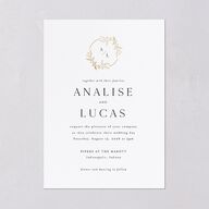 Monogram Leaves Wedding Invitations Gold Charcoal Signature Blank No