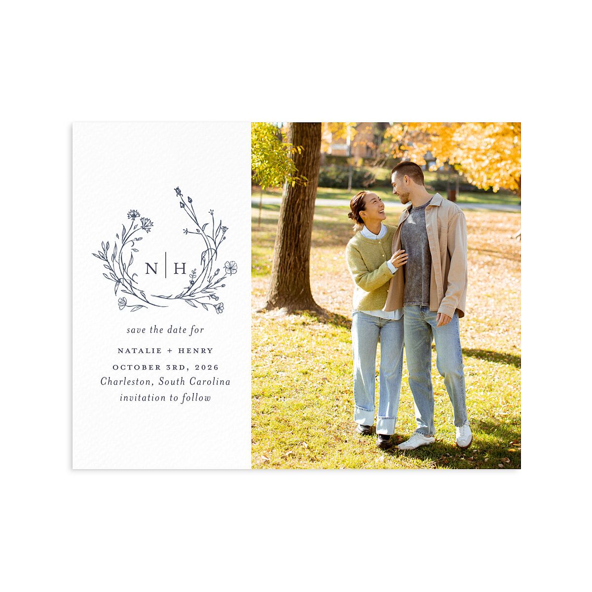 Natural Monogram Save the Date Petite Cards
