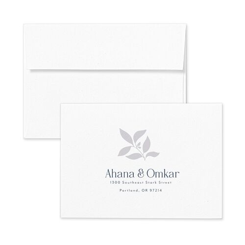 Rustic Nouveau Response Card Envelopes White Midnight Navy Return Address Signature Standard
