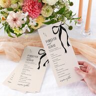 Whimsical Hand Drawn Bow Wedding Programs Linen Signature