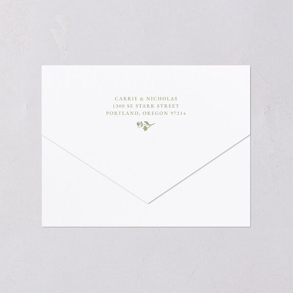 Fairytale Lace Floral Frame All-in-One Wedding Invitations Moss Signature Light Both Recipient and Return Addresses No