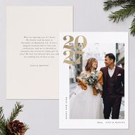 Bold Year Holiday Cards Gold Pure White Signature Blank Standard Portrait