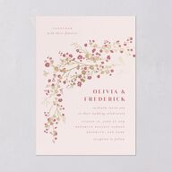 Cherry Blossoms Wedding Invitations Gold Soft Pink Signature Blank No Standard