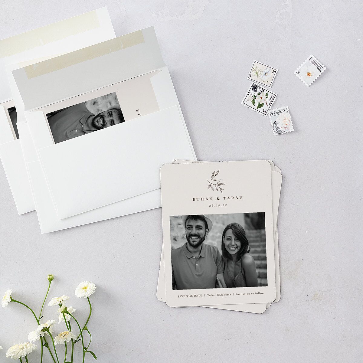 Minimal Leaves Save The Date Magnets Bisque Magnet Paper