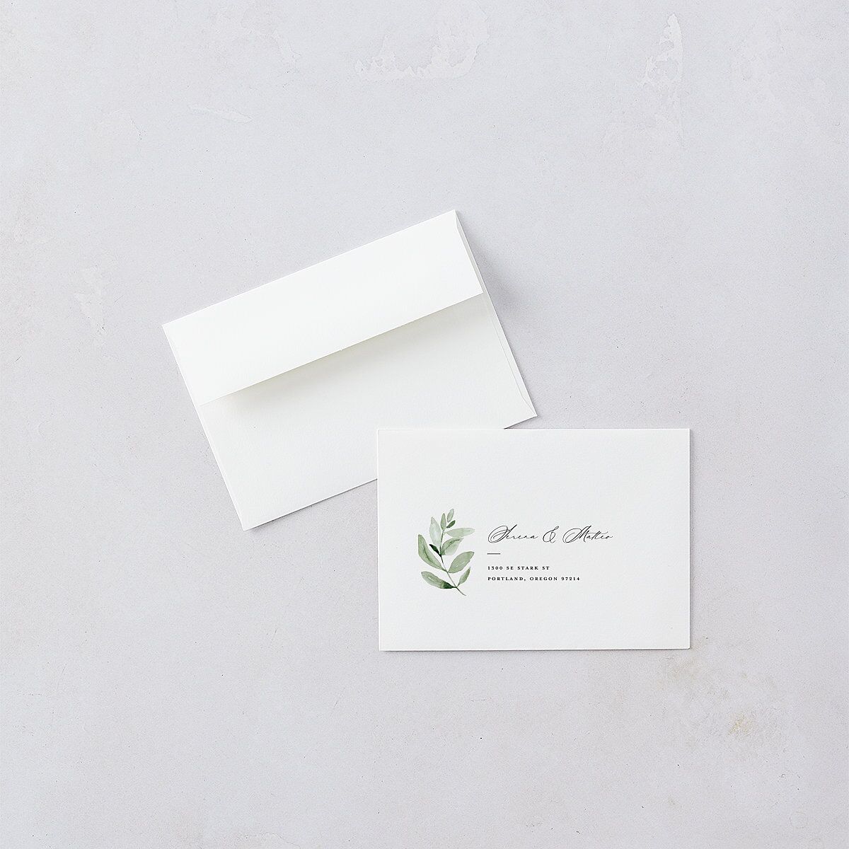 Shining Greenery Wedding Response Cards Gold Off-White Signature Standard