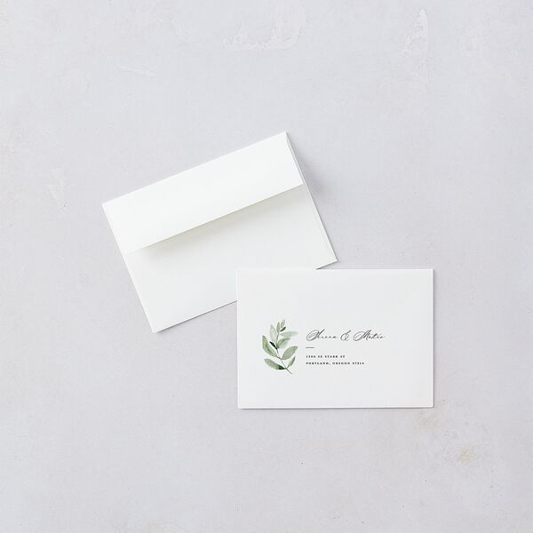 Shining Greenery Wedding Response Cards Gold Off-White Signature Standard