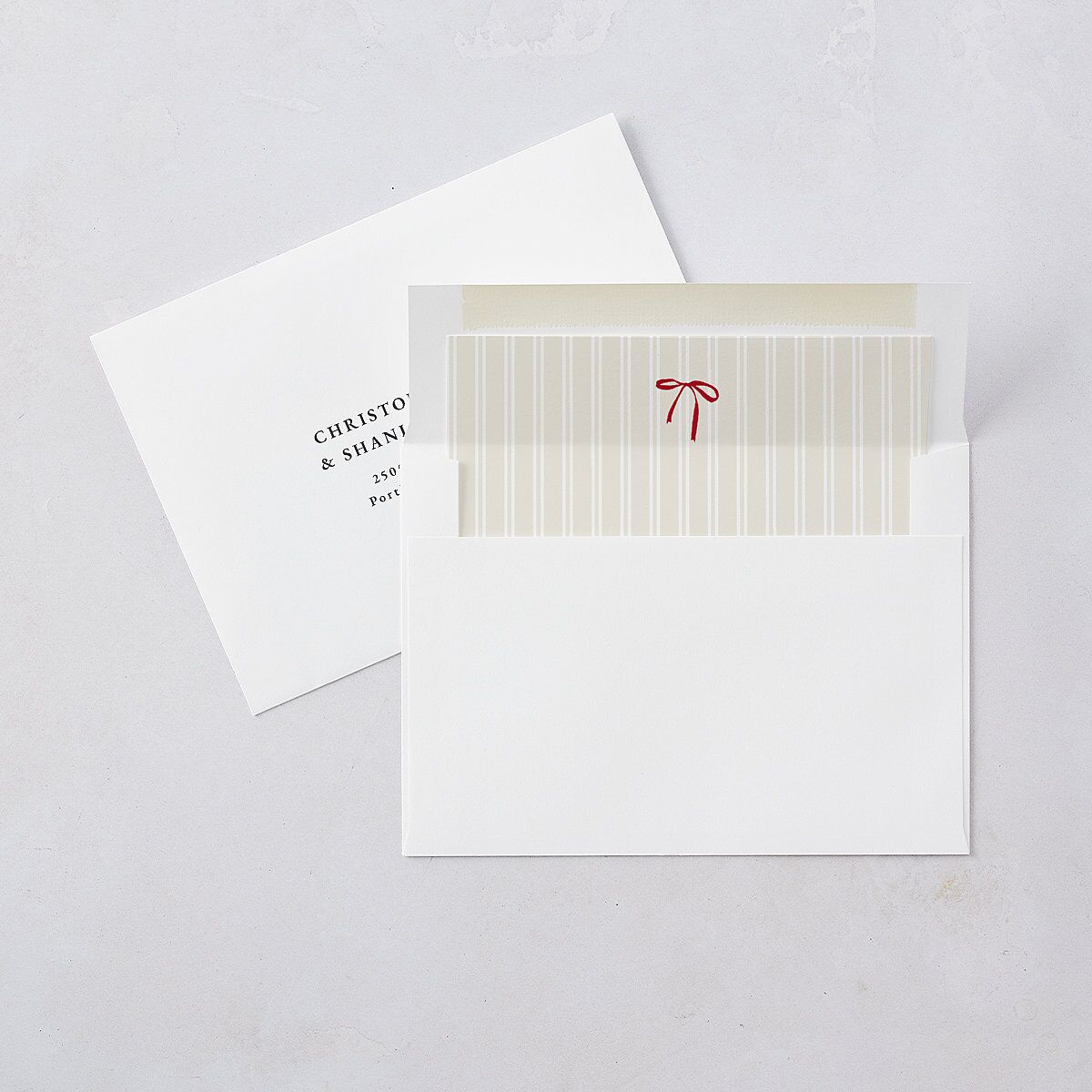 First Christmas Minimalist Bow Photo Envelope Liners Cream Standard
