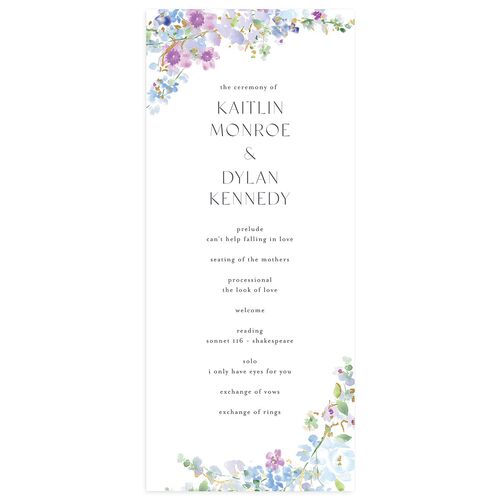 Pastel Flower Arch Foil Wedding Programs Gold Ocean Signature