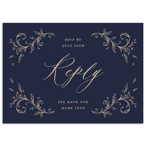 Dark Vintage Fantasy Wedding Response Cards Navy Signature Standard
