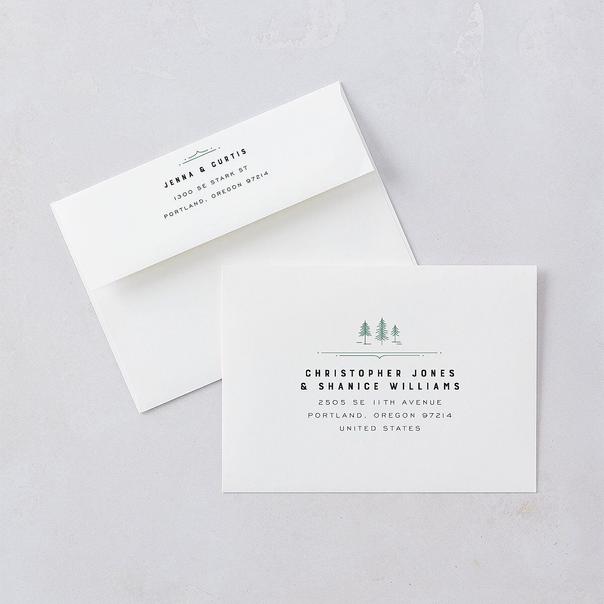 Iconic Mountain Wedding Invitations Dark Green Signature Blank No Standard