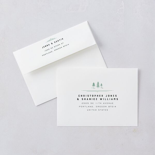 Iconic Mountain Wedding Invitations Dark Green Signature Blank No Standard