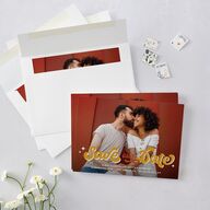 Disco Love Save the Date Cards Red Clay Signature smooth Blank No