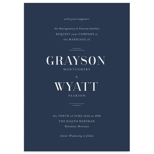 Country Club Wedding Invitations Moody Blue Signature Blank No Standard