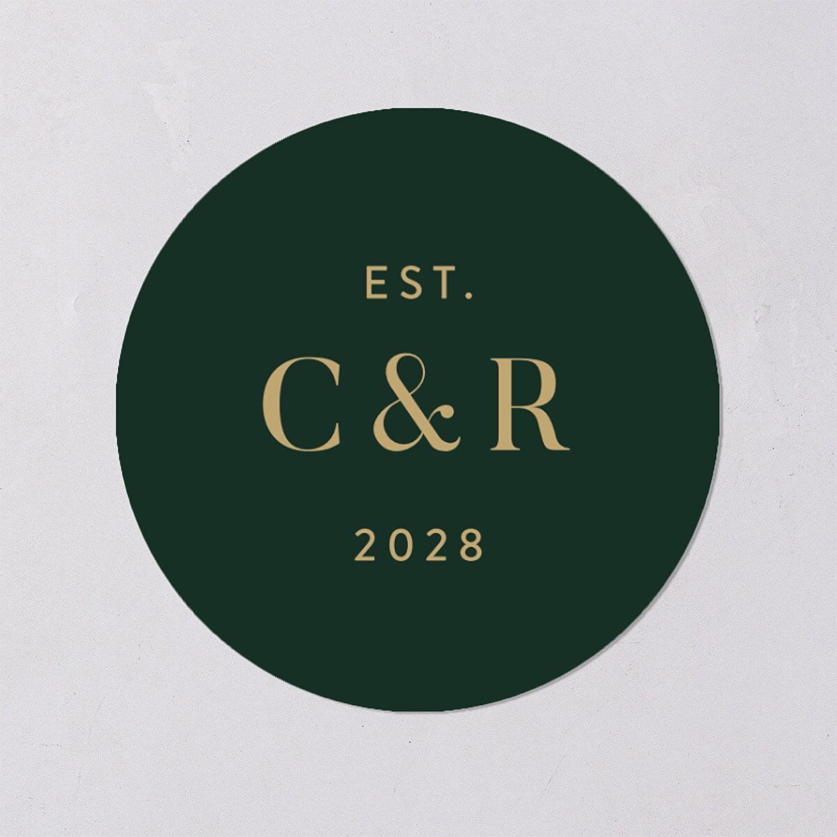 Luxe Monogram Wedding Stickers Dark Green Circle