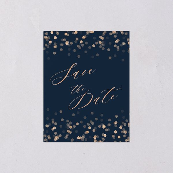 Elegant Glow Save the Date Petite Cards Navy Signature smooth Blank No Standard