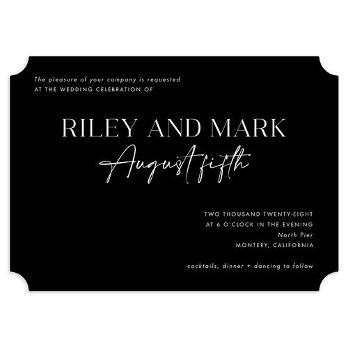Modern Contrast Wedding Invitations Midnight Signature Blank No Ticket