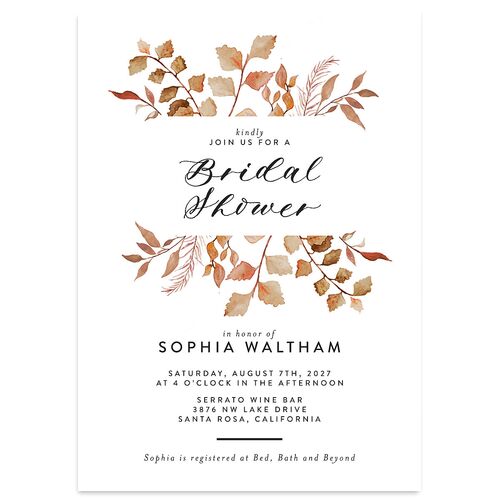 Leafy Ampersand Bridal Shower Invitations Saddle Signature Blank Standard