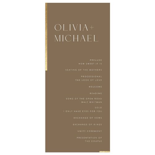 Bar Accent Wedding Programs Gold Sepia Signature