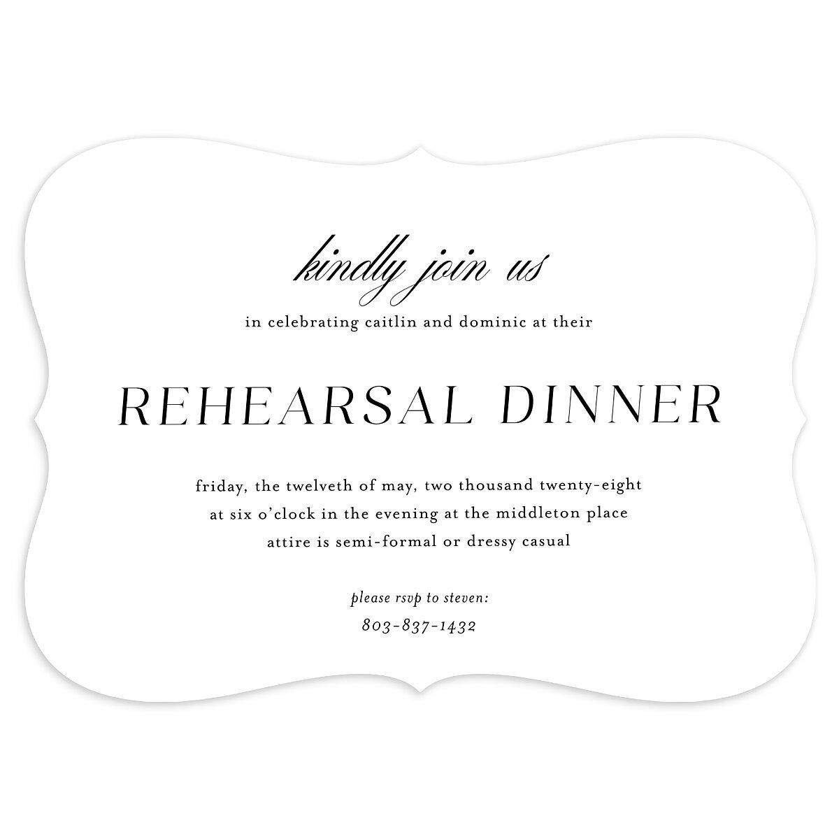 Classic Flourish Rehearsal Dinner Invitations