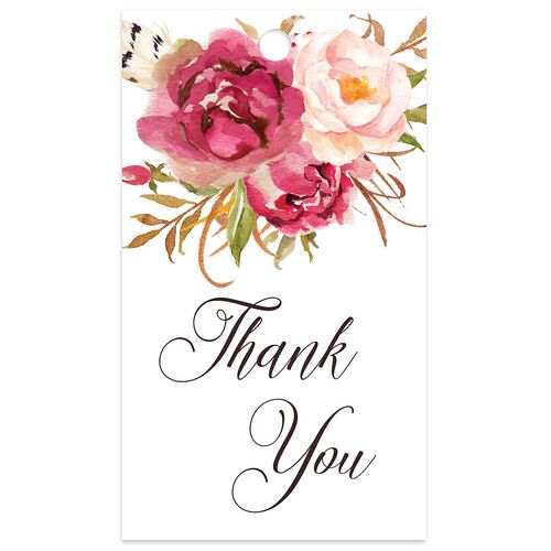 Bohemian Floral Favor Gift Tags Raspberry Signature