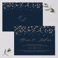 Elegant Glow Wedding Invitations Navy Signature Blank No Standard