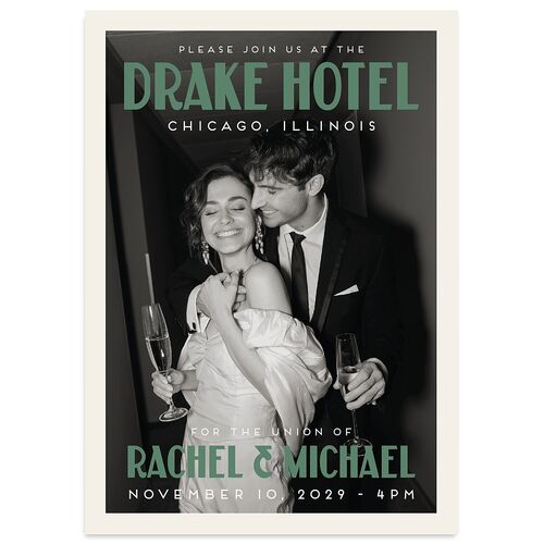 Vintage Art Deco Photo Wedding Invitations Eucalyptus Signature Blank No Standard