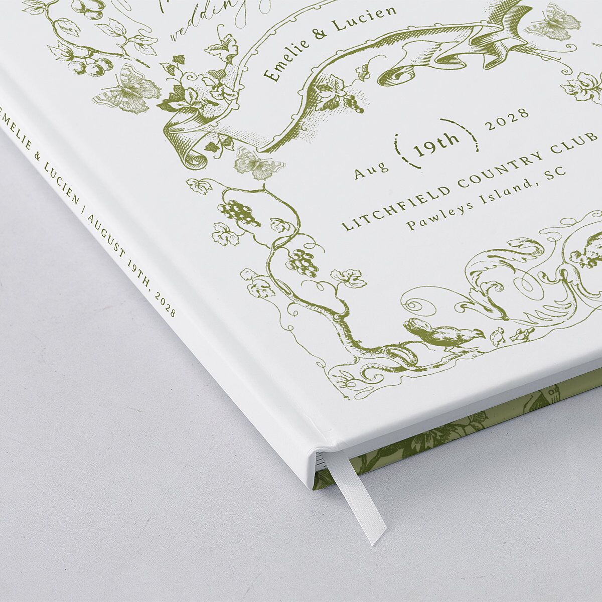 Vintage Toile Wedding Guest Book Dark Camo