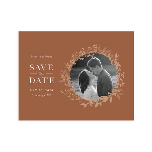Shining Wreath Save the Date Petite Cards Terracotta Signature smooth Blank No Standard