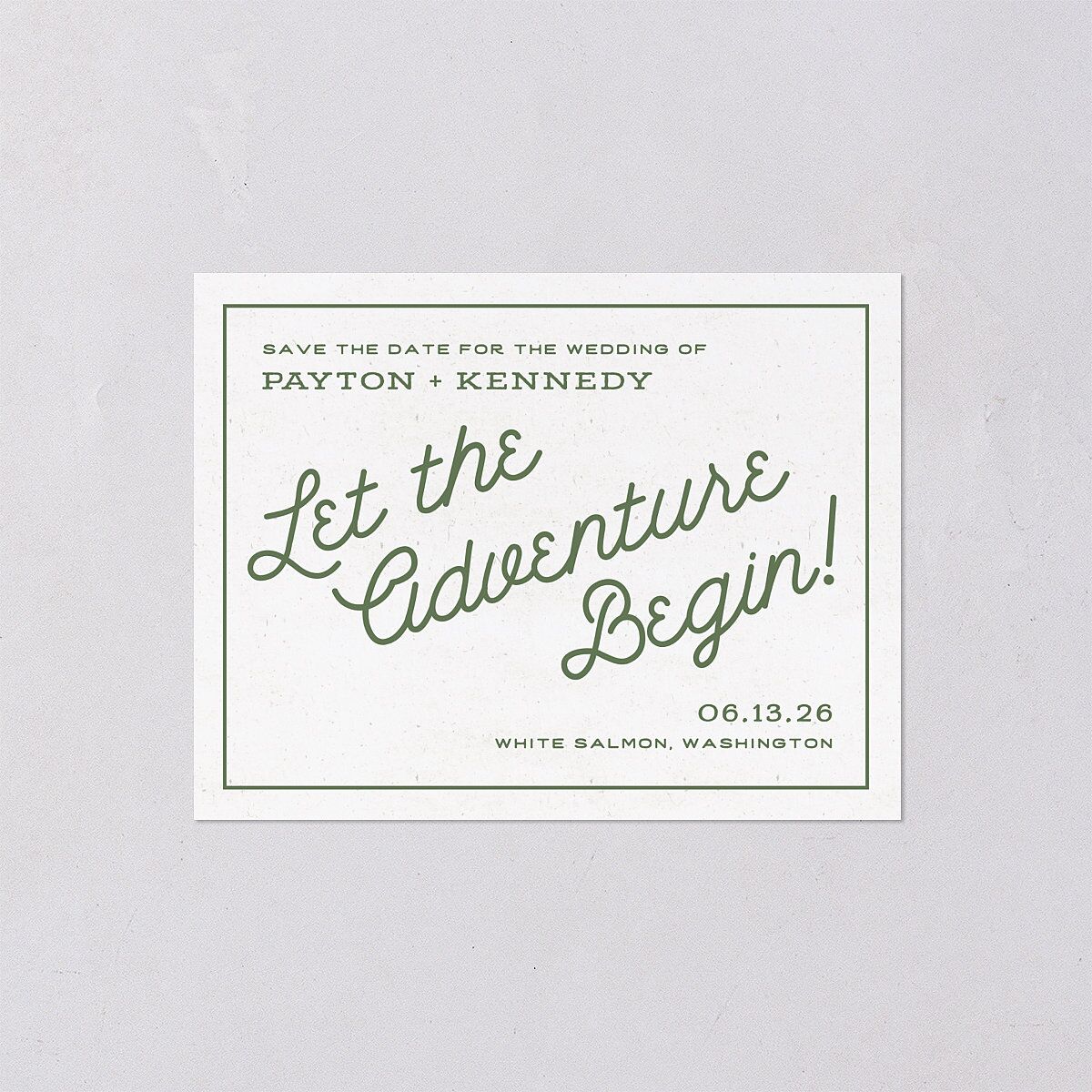 Happy Campers Save the Date Petite Cards Deep Olive Signature smooth Blank No Standard