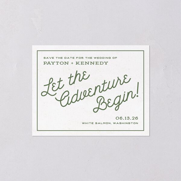 Happy Campers Save the Date Petite Cards Deep Olive Signature smooth Blank No Standard