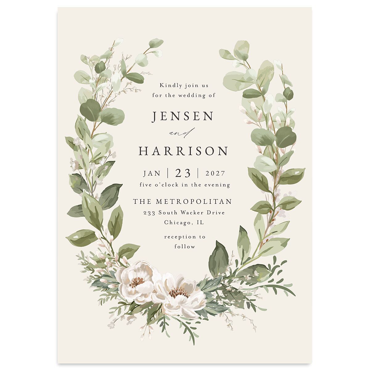 Greenery Laurel Wedding Invitations