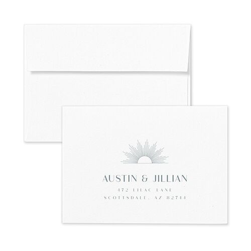 Modern Romantic Wedding Response Card Standard Envelopes White Standard Regency Blue Return Address Signature