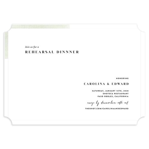 Minimal Accent Rehearsal Dinner Invitations Sage Signature Blank Ticket