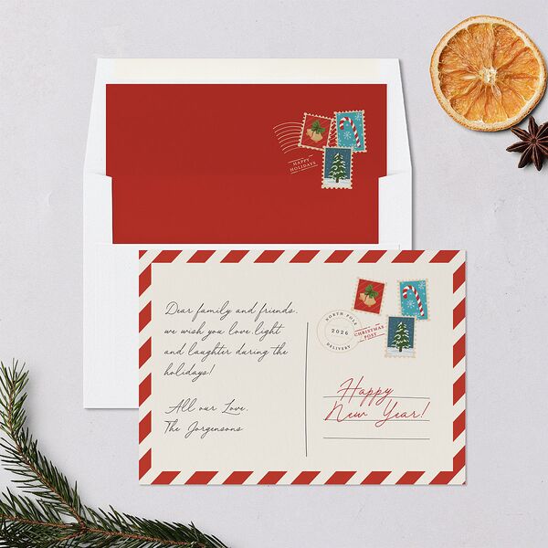 Christmas Post Holiday Cards True Red Signature Blank Landscape Standard
