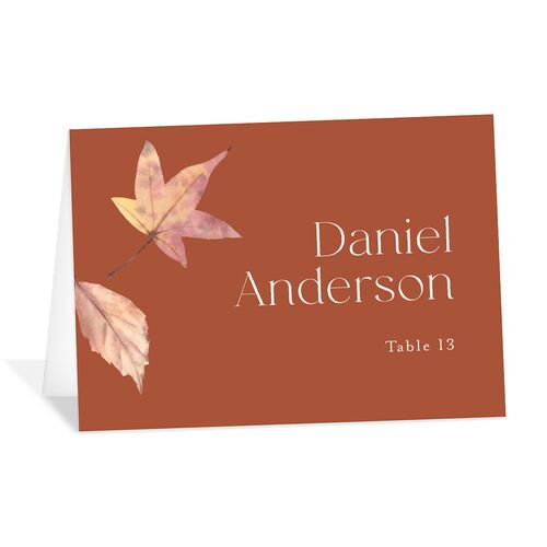 Falling Leaves Place Cards Copper Signature