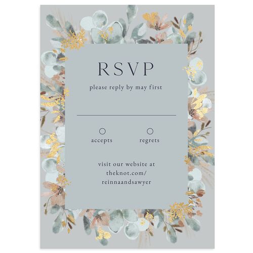 Eucalyptus Edges Wedding Response Cards Gold Navy Signature Standard