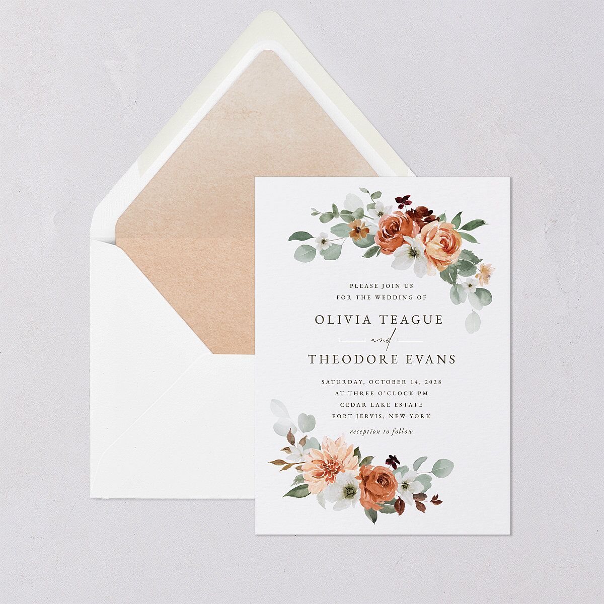 Eucalyptus Bouquet Euro Envelope Liners Terracotta Luxe