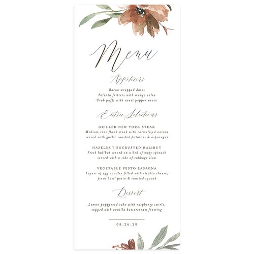 Muted Floral Menus Camel Signature