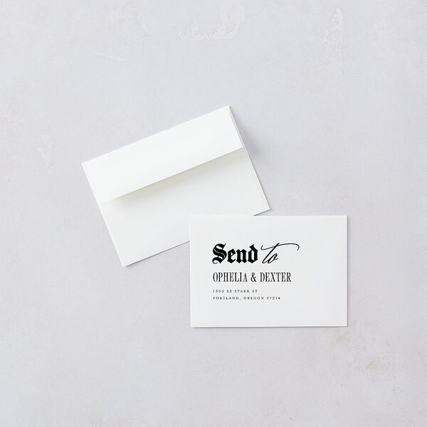 Til Death Gothic Photo Response Card Envelopes White Sand Return Address Signature Standard